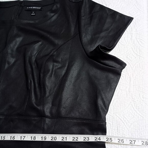 Lane Bryant Womens Plus Size Faux Leather Dress Black 26 Midi - Picture 11 of 12